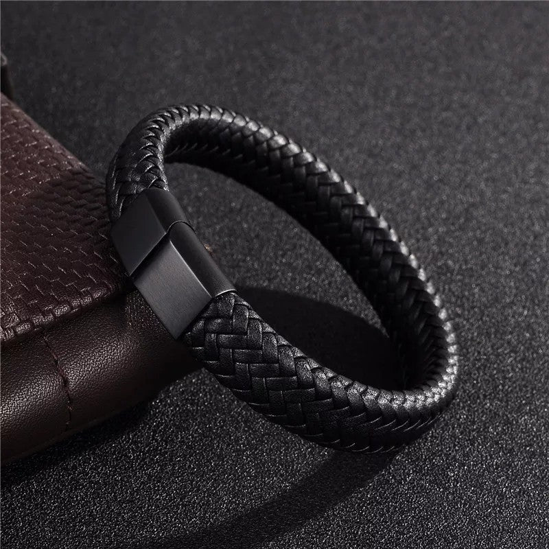 Steel Black Carbon and Black Braided Calf Leather