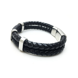 Stainless Steel Clasps and Hardware with Black Braided Calf Leather