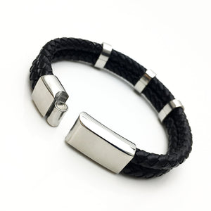 Stainless Steel Clasps and Hardware with Black Braided Calf Leather