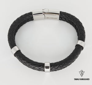 Stainless Steel Clasps and Hardware with Black Braided Calf Leather