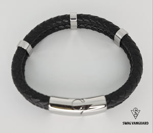 Stainless Steel Clasps and Hardware with Black Braided Calf Leather