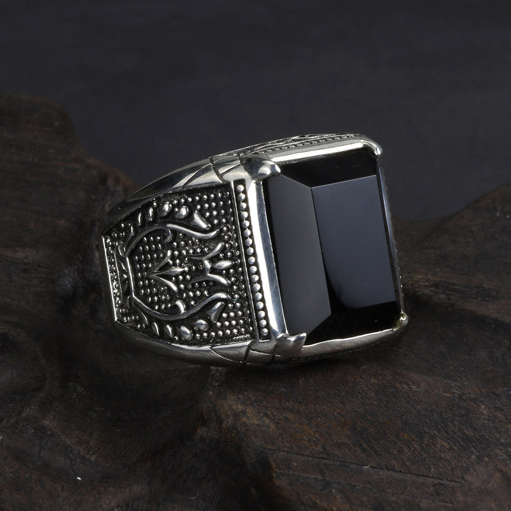 Pure 925 Sterling Silver with Black Agate Stone