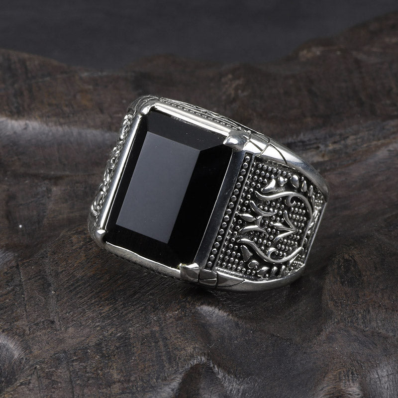 Pure 925 Sterling Silver with Black Agate Stone