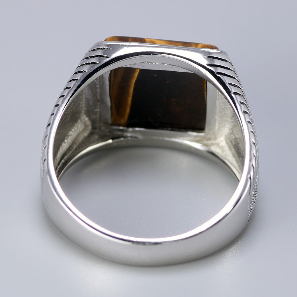 Pure 925 Sterling Silver with Natural Tiger Eye Stone