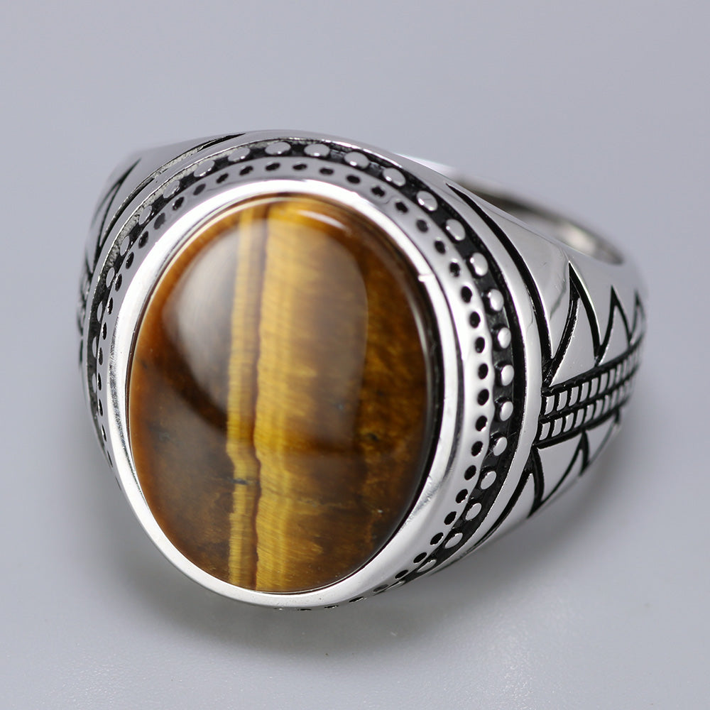 Pure 925 Sterling Silver With Natural Tiger Eye Stone