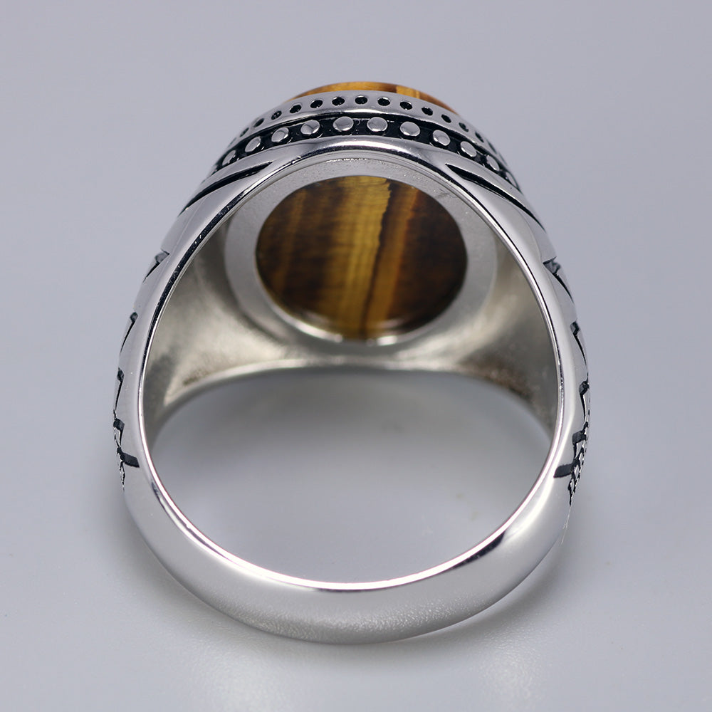 Pure 925 Sterling Silver With Natural Tiger Eye Stone