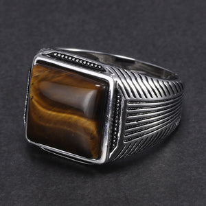 Pure 925 Sterling Silver with Natural Tiger Eye Stone