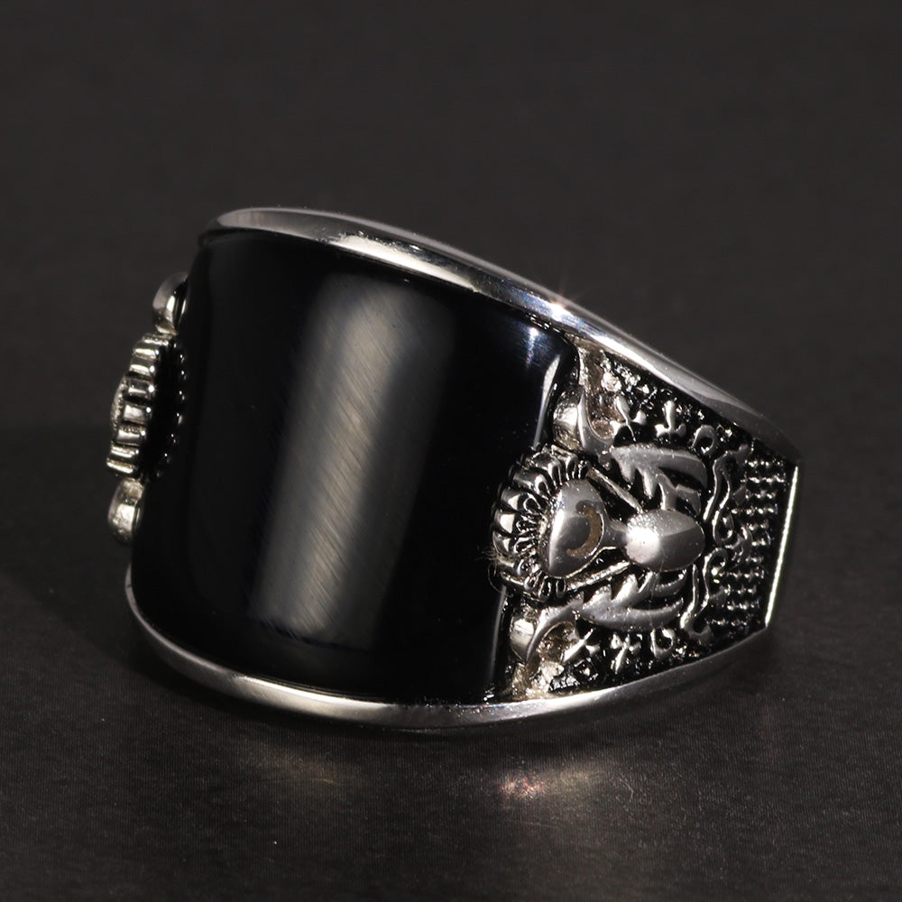 Pure 925 Sterling Silver with Natural Black Onyx Stone