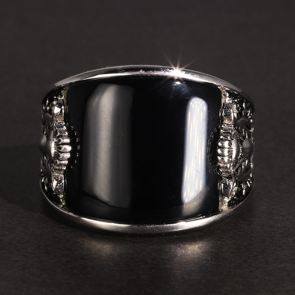 Pure 925 Sterling Silver with Natural Black Onyx Stone