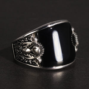 Pure 925 Sterling Silver with Natural Black Onyx Stone