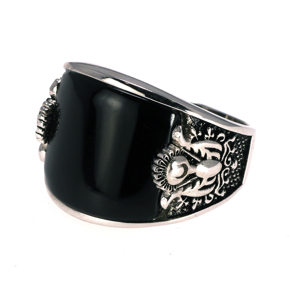 Pure 925 Sterling Silver with Natural Black Onyx Stone