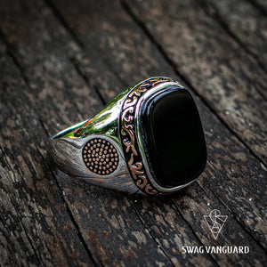 Pure 925 Sterling Silver With Natural Black Agate Stone